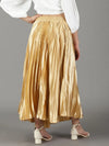 Women's Gold Solid Flared Skirt-AE-10347-Gold