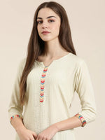 Women Cream Striped Straight Kurta-NJ-3569282-Cream