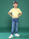 Tales & Stories Blue Solid Denim Joggers For Boys