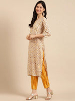 Women's Yellow Printed Kurta Set-FS-1055-Yellow