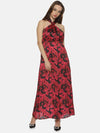 Floral Red Halter Maxi Dress-17298