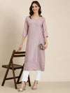 Women Lavender Embellished Straight Kurta-SKC-1237-Lavender