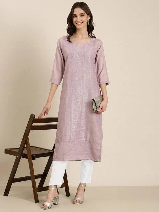 Women Lavender Embellished Straight Kurta-SKC-1237-Lavender