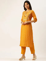 Women's Mustard Printed Kurta Sets-SB-49492-Mustard