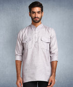 Hangup Men Standard Solid Men's Indian Wear-Grey_2Pkt_Short_2Kurta