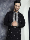 Men's Embroidered Kurta With Pyjama.-JOKP-P-5045Black