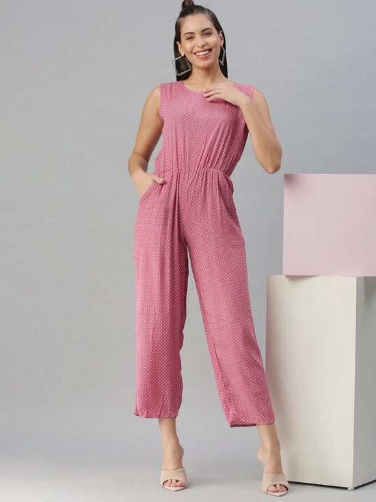 Women's Mauve Printed Jumpsuit-AE-9891-Mauve