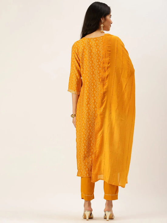 Women's Mustard Printed Kurta Sets-SB-49492-Mustard