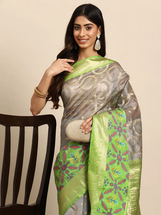 Embroidered Heritage Splendor Saree-SZ-IRA-GY-1576