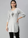 Women's White Printed Straight Kurti-SKC3166B-White