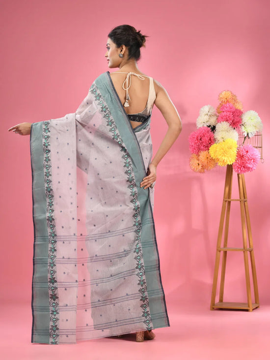 Seashell White Pure Cotton Tant Saree With Woven Designs-MA51TT43480084