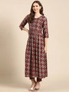 Women's Maroon Printed Kurta Set-SKC-1002-Maroon