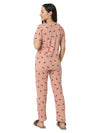 Smarty Pants Women's Cotton Lycra Rose Pink Color Dog Print Night Suit