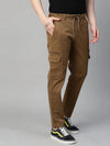 Genips Men's Brown Cotton Stretch Bahamas Cargo Fit Solid Cargo