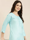 Women Blue Striped Straight Kurta-RA-017-Blue