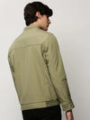 Men Green Solid Casual Bomber Jackets-ZD-3400-Green