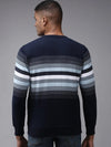 Men Blue Striped Sweatshirt-OTRS-5-Navyblue