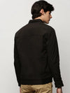 Men Black Solid Casual Bomber Jackets-ZD-3702-Black