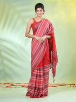 Red Cotton Soft Saree With Woven Nakshi Borders-MA62CT33660065