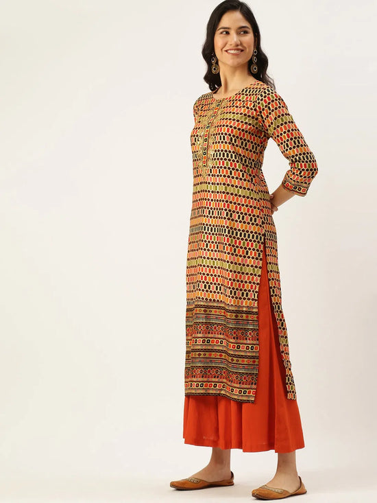 Women's Multicolour Printed Straight Kurtas-GW-1064A-Multi