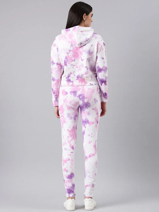 Women White Tie Dye Tracksuit-AF-2102-Whitepurple