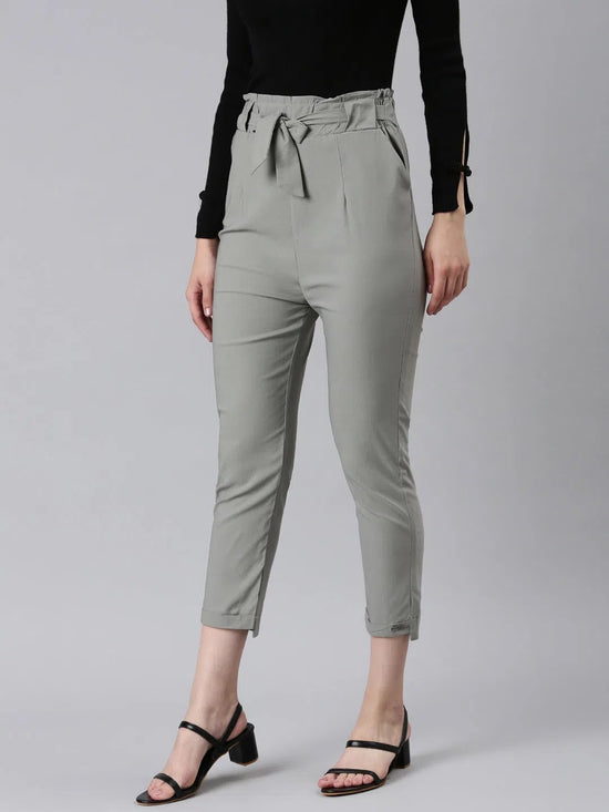 Women Grey Solid Peg Trouser-AE-7045-Grey