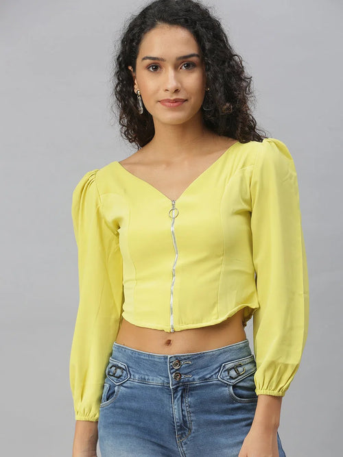 Women's Green Solid Crop Tops-AE-10313-Limegreen