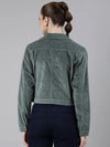 Women Sea Green Solid Tailored Jacket-IM-10550-Seagreen