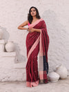 Dark Red Pure Cotton Soft Saree With Temple Border-MA54CT041380011