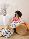 Ahika Women White Linen Ikat Printed Saree-VFSAR1003