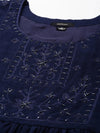 Women's Navy Blue Embellished Anarkali Kurta-SKC-1032-Navyblue