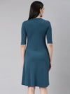 Women Teal Solid A-Line Dress-AE-15880-Teal