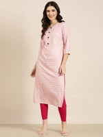 Women Pink Floral Straight Kurta-GW-4230-Pink