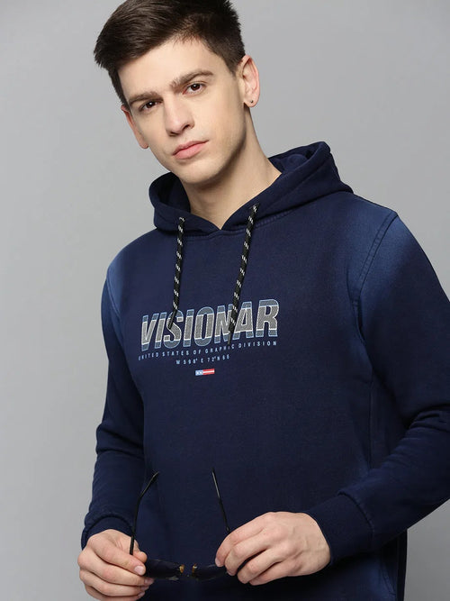 Men Navy Solid Hoodies-OD-6032-Navyblue