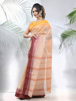 Beige Pure Cotton Tant Saree With Woven Designs-MA51TT43430132