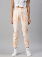 Women's Denim Orange Mom Fit Jeans-GZ2616-Orange