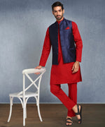 Hangup Men Standard Solid Men's Indian Wear-Navy_2_50_Nehru