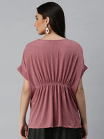 Women Mauve Solid Kaftan Top-AE-10178-Mauve