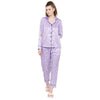 Smarty Pants Women's Silk Satin Lilac Color Snoopy Print Full Sleeves Night Suit