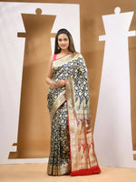 Blue Silk Banarasi Saree With Ethnic Motifs And Woven Designs-MA53BSL441050013