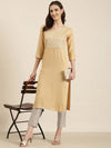 Women Beige Solid Straight Kurta-NJ-3740222-Beige