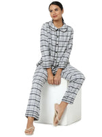 Smarty Pants Women's Brush Cotton Grey Color Checks Night Suit-SMNSP-769A-S