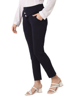 Smarty Pants Women's Cotton Lycra Straight Fit Blue Color Formal Trouser