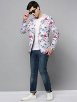 Men Pink Printed Blazer-SOBLZ-305-Pink