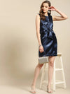 Front Knot Shift Dress in Navy