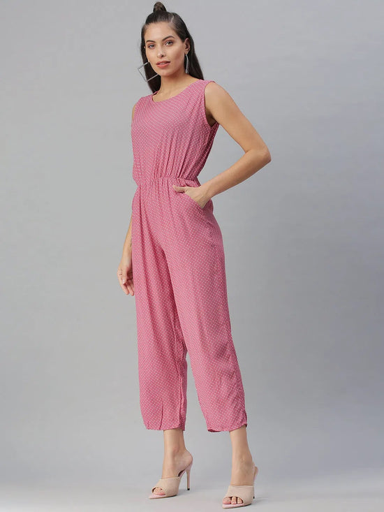 Women's Mauve Printed Jumpsuit-AE-9891-Mauve