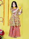 Girls Floral Printed Gotta Patti Kurta & Sharara with Dupatta Set-NN00042ETH-34