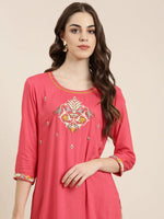 Women Coral Solid Kurta Set-BC-SK-974-Coral