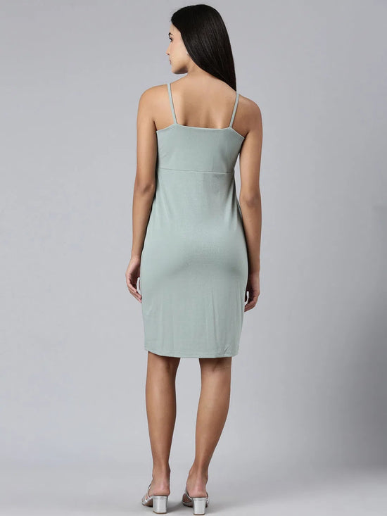 Women Sea Green Solid Bodycon Dress-AE-515-Seagreen