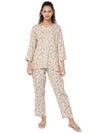 Smarty Pants Women's Cotton Pastel Peach Floral Print Night Suit-SMNSP-814B-S